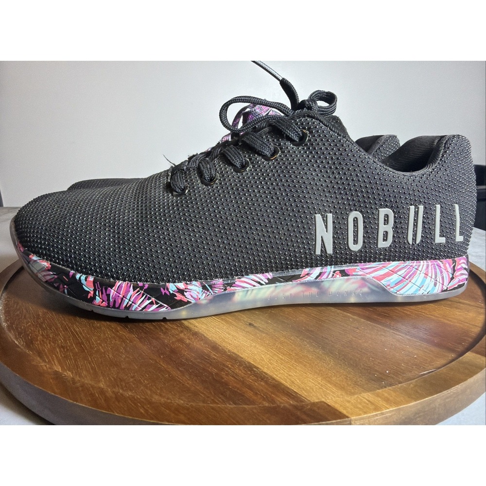 NOBULL Midnight Palm Trainer Shoes Mens 9.5 Womens 11 SuperFabric Sneaker Black